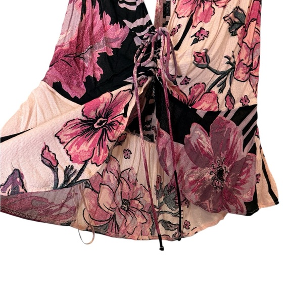 Free People Floral Hot Tropics Halter Sleeveless Boho Tank sz L - Picture 2 of 10